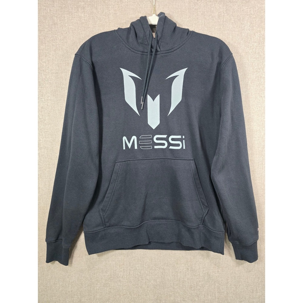 Messi Mens Graphic Logo Pullover Hoodie Black Soccer Fleece Sweatshirt M